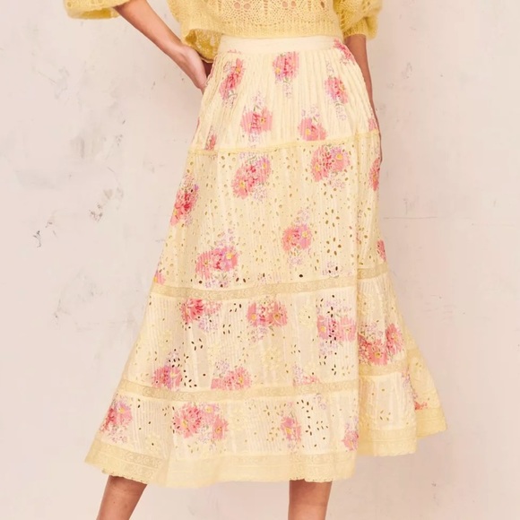 LoveShackFancyNWT Hestia Skirt in Mellow Yellow Size 4